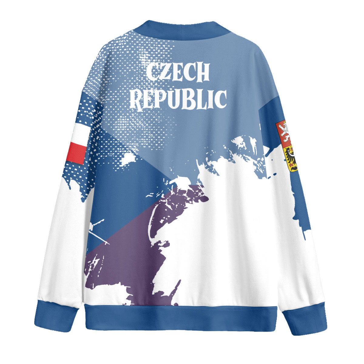 Czech Republic Fleece Cardigan Flag & Coat Of Arms Paint Style