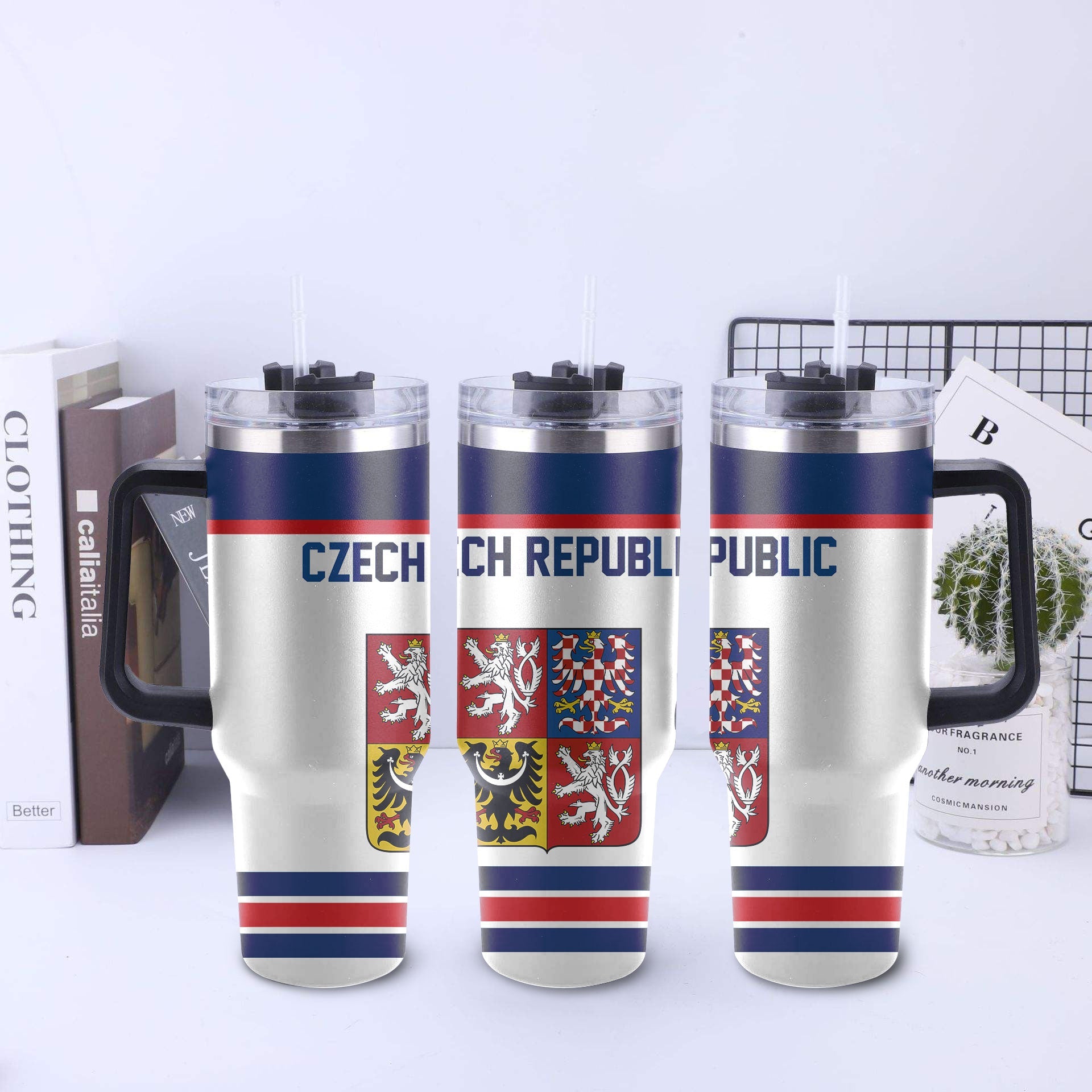 Czech Republic Handle Tumbler Flag & Coat Of Arms Hockey Style