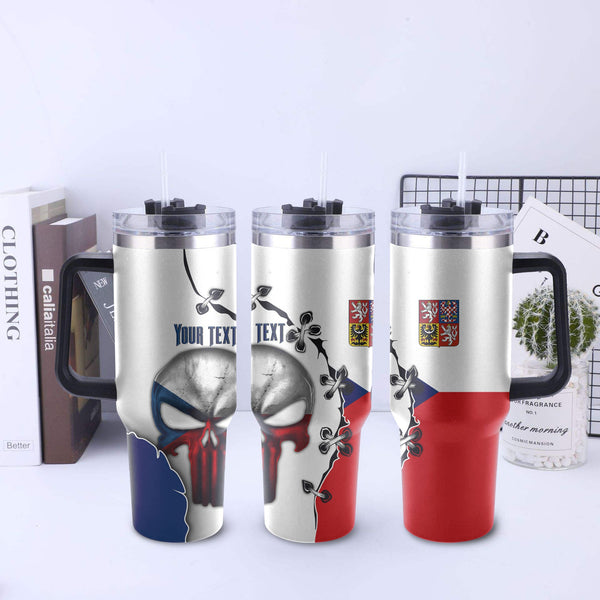 Czech Republic Handle Tumbler Flag & Coat Of Arms Skull Style