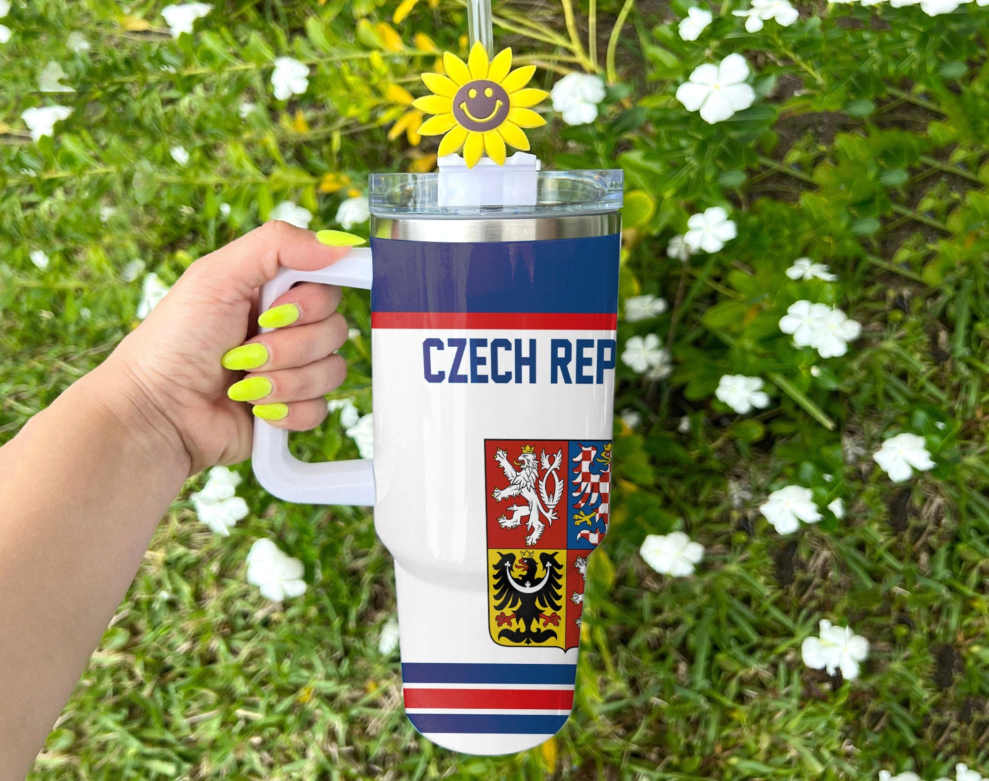 Czech Republic Handle Tumbler Flag & Coat Of Arms Hockey Style