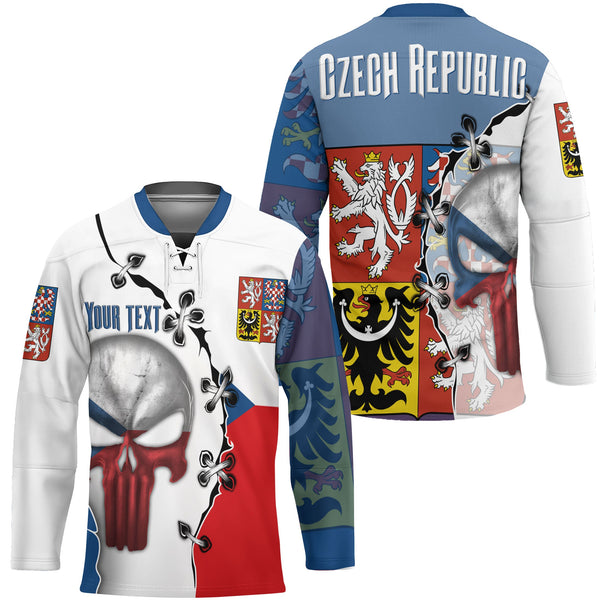 Czech Republic Hockey Jersey Flag & Coat Of Arms Skull Style