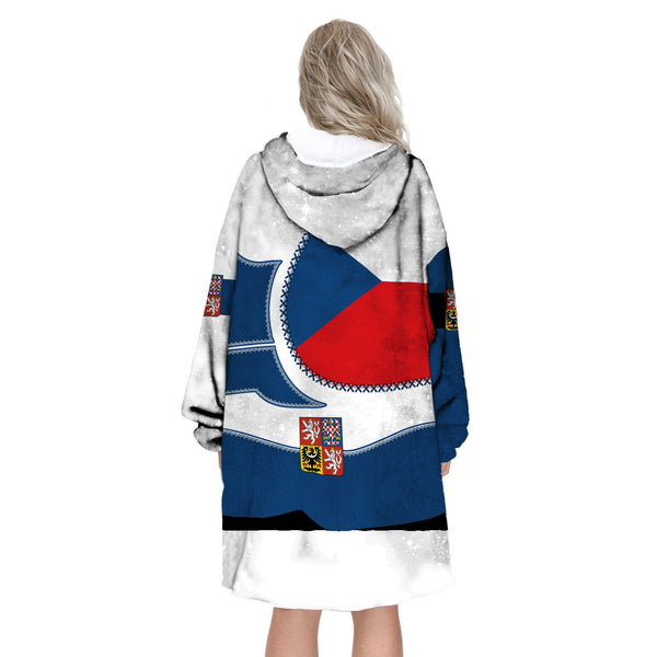 Czech Republic Hoodie Blanket Flag & Coat Of Arms Leather Style