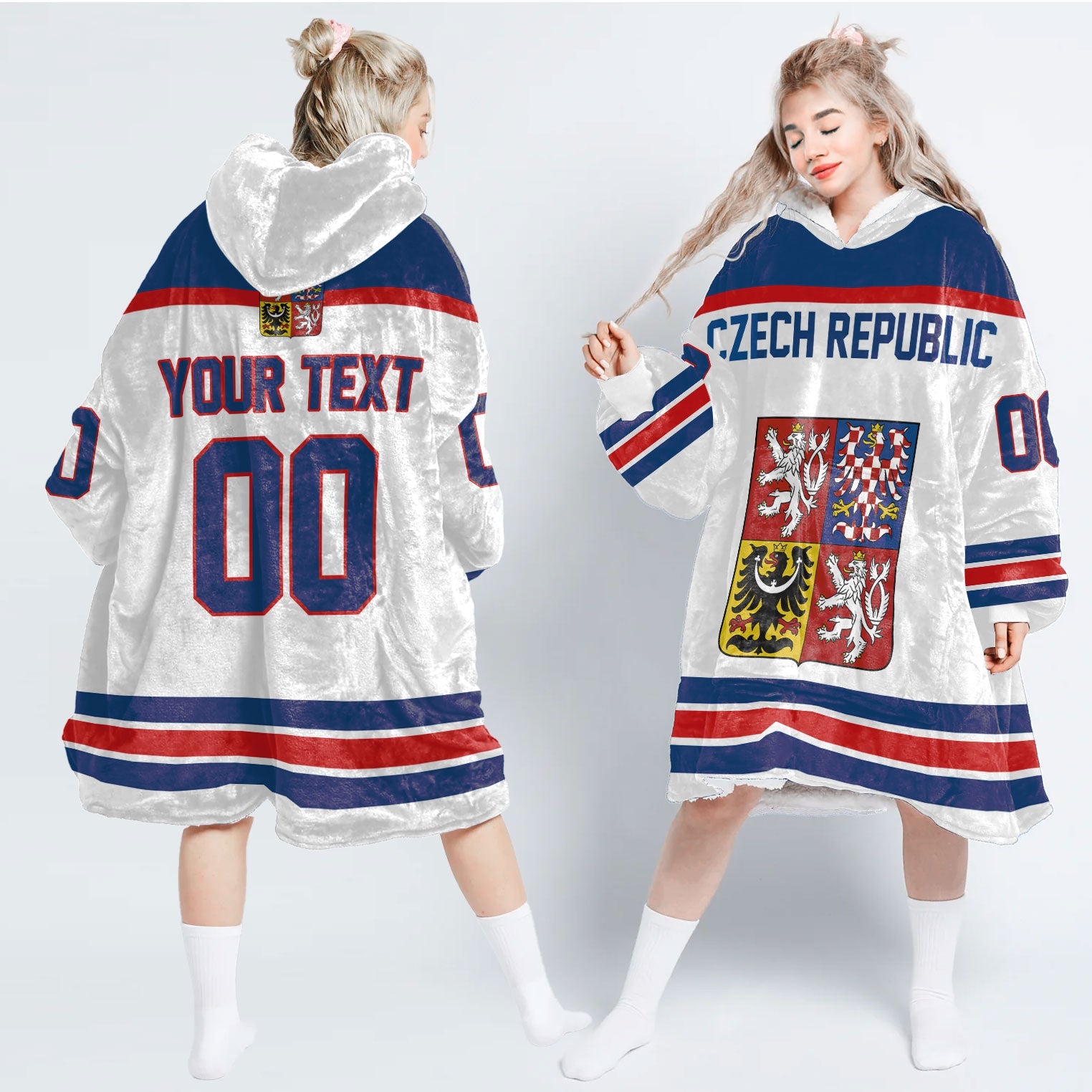 Czech Republic Snug Hoodie Flag & Coat Of Arms Hockey Style