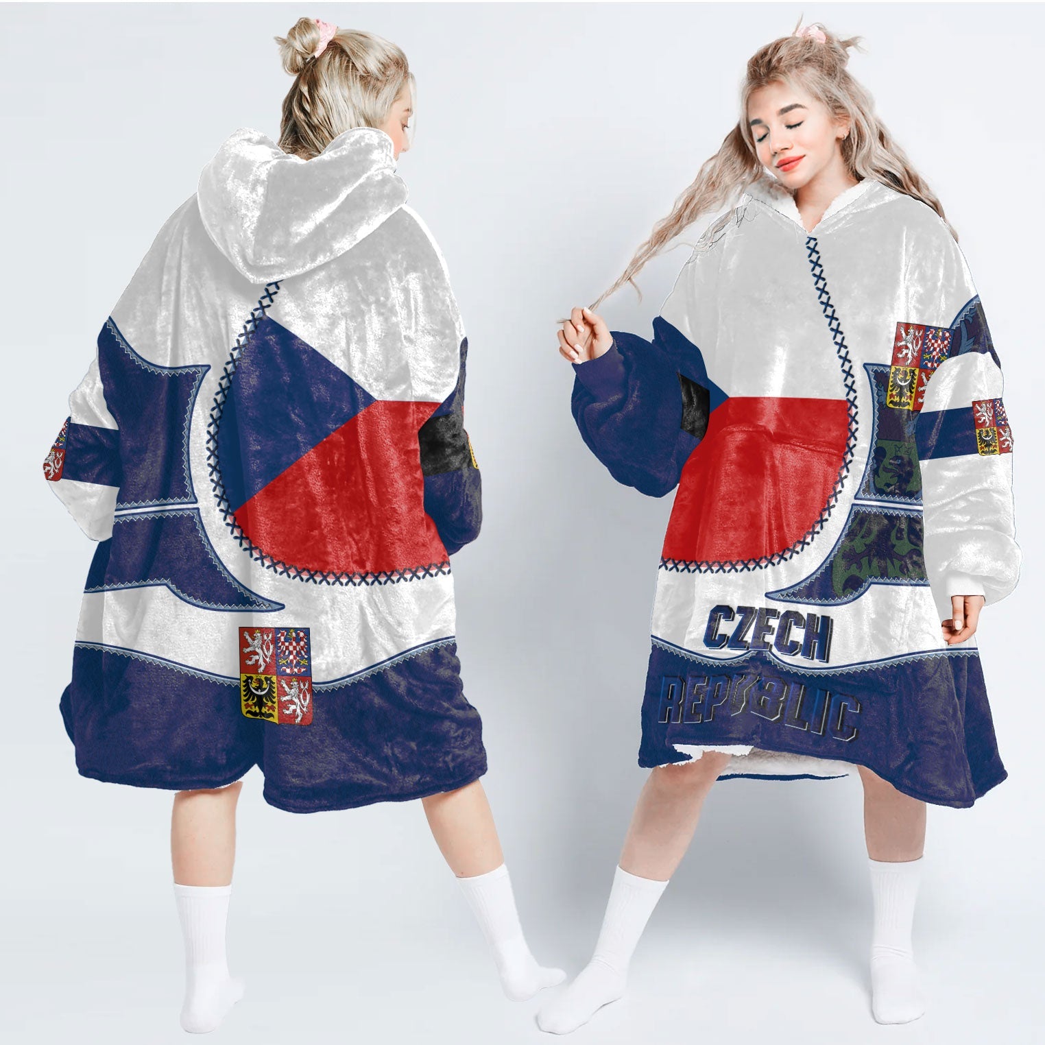 Czech Republic Hoodie Blanket Flag & Coat Of Arms Leather Style