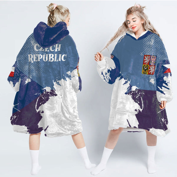 Czech Republic Snug Hoodie Flag & Coat Of Arms Paint Style