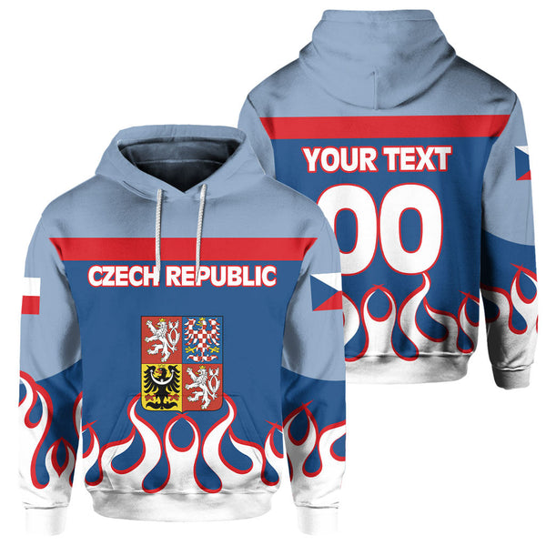 Czech Republic Hoodie Flag & Coat Of Arms Fire Hockey Style