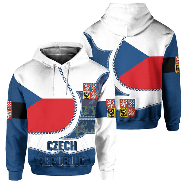 Czech Republic Hoodie Flag & Coat Of Arms Leather Style