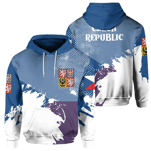 Czech Republic Hoodie Flag & Coat Of Arms Paint Style