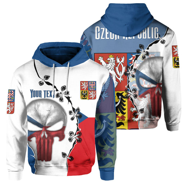 Czech Republic Hoodie Flag & Coat Of Arms Skull Style