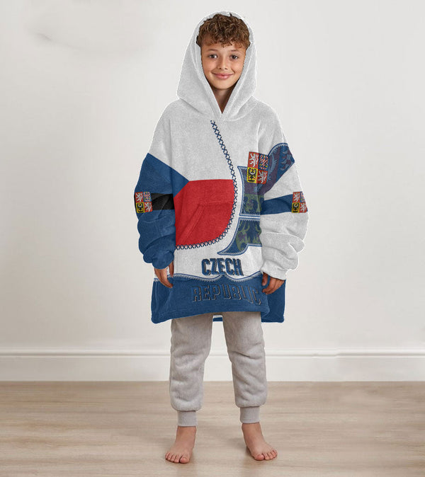 Czech Republic Kid Snug Hoodie Flag & Coat Of Arms Leather Style