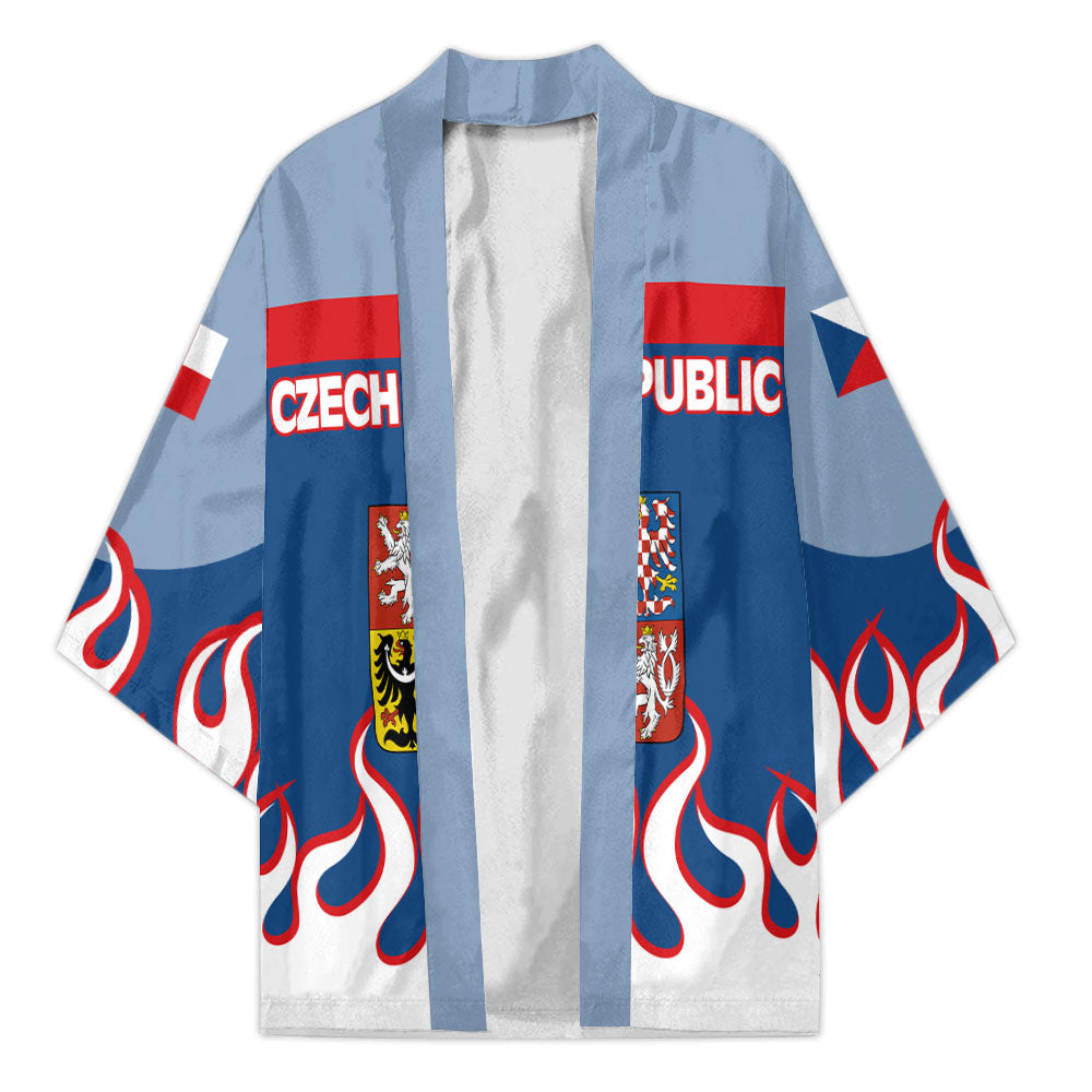 Czech Republic Kimono Flag & Coat Of Arms Fire Hockey Style