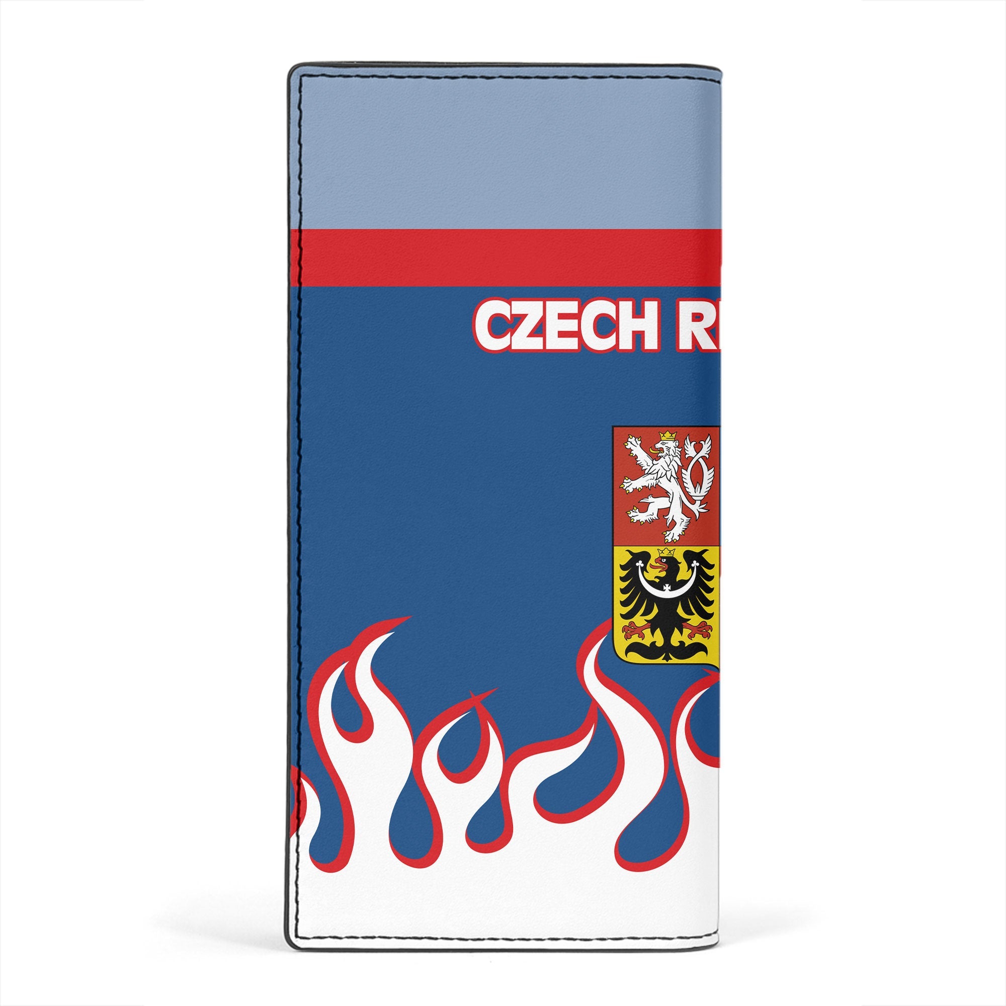 Czech Republic Leather Wallet Flag & Coat Of Arms Fire Hockey Style