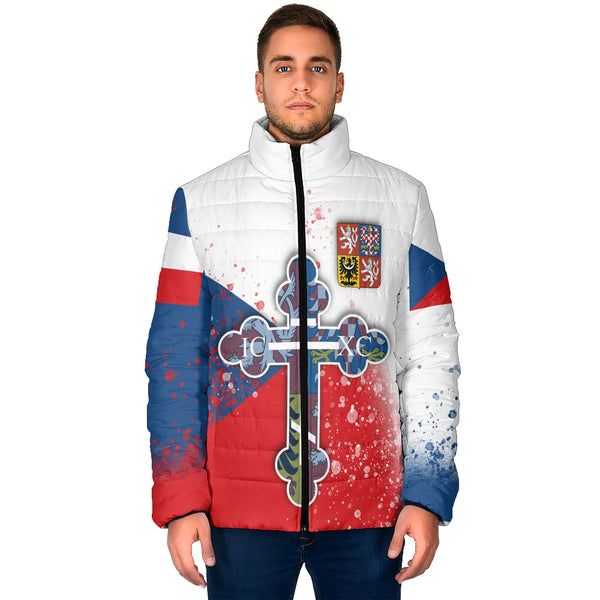 Czech Republic Men Padded Jacket Flag & Coat Of Arms Orthodox Style