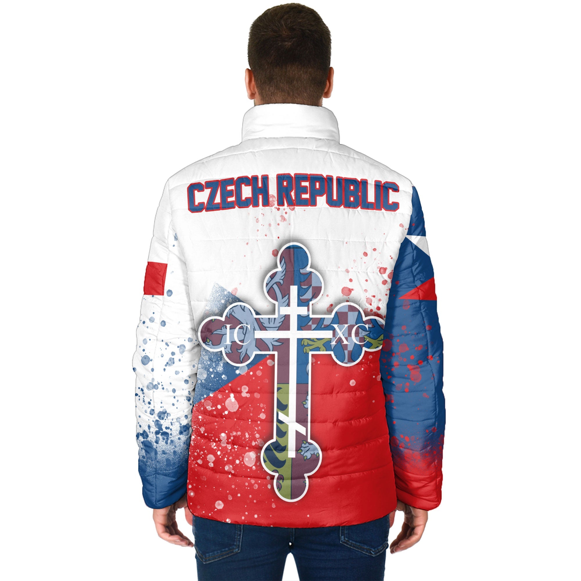 Czech Republic Men Padded Jacket Flag & Coat Of Arms Orthodox Style