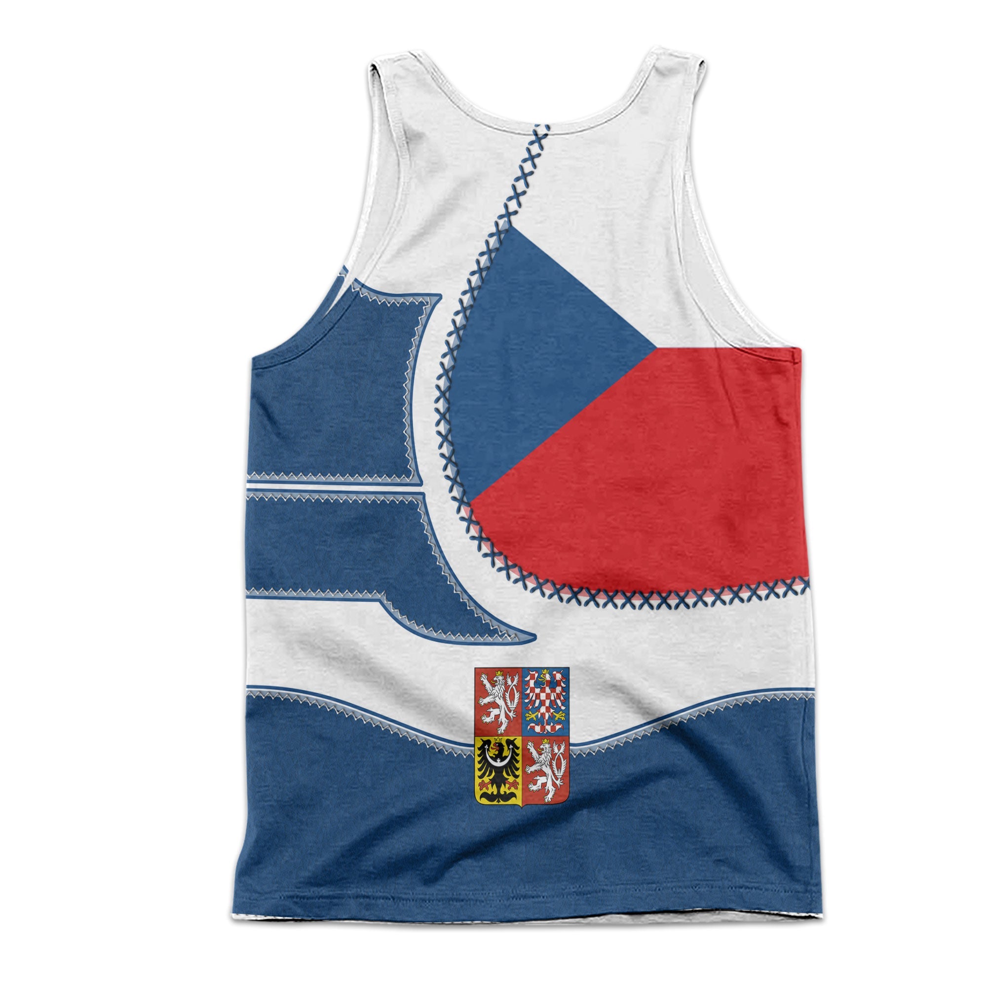 Czech Republic Men Tank Top Flag & Coat Of Arms Leather Style