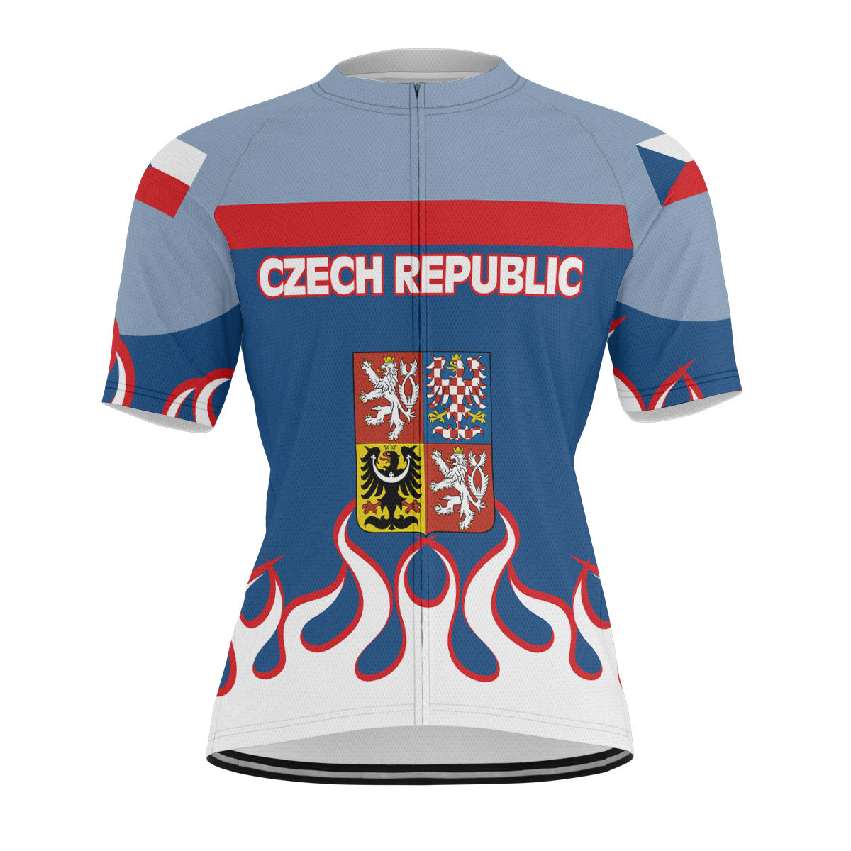 Czech Republic Men's Cycling Jersey Flag & Coat Of Arms Fire Hockey Style