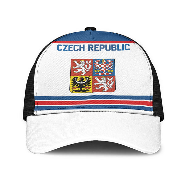 Czech Republic Mesh Back Cap Flag & Coat Of Arms Hockey Style