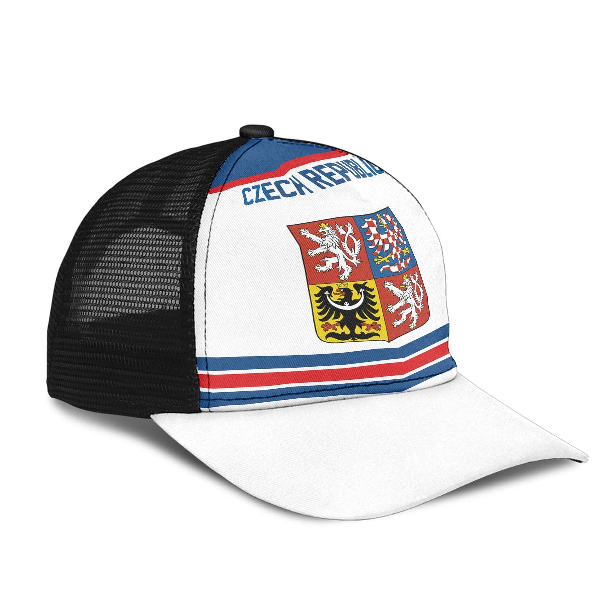 Czech Republic Mesh Back Cap Flag & Coat Of Arms Hockey Style