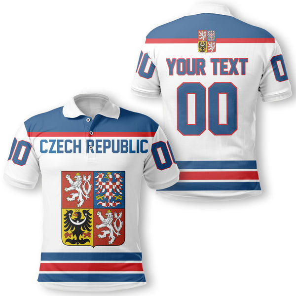 Czech Republic Polo Shirt Flag & Coat Of Arms Hockey Style