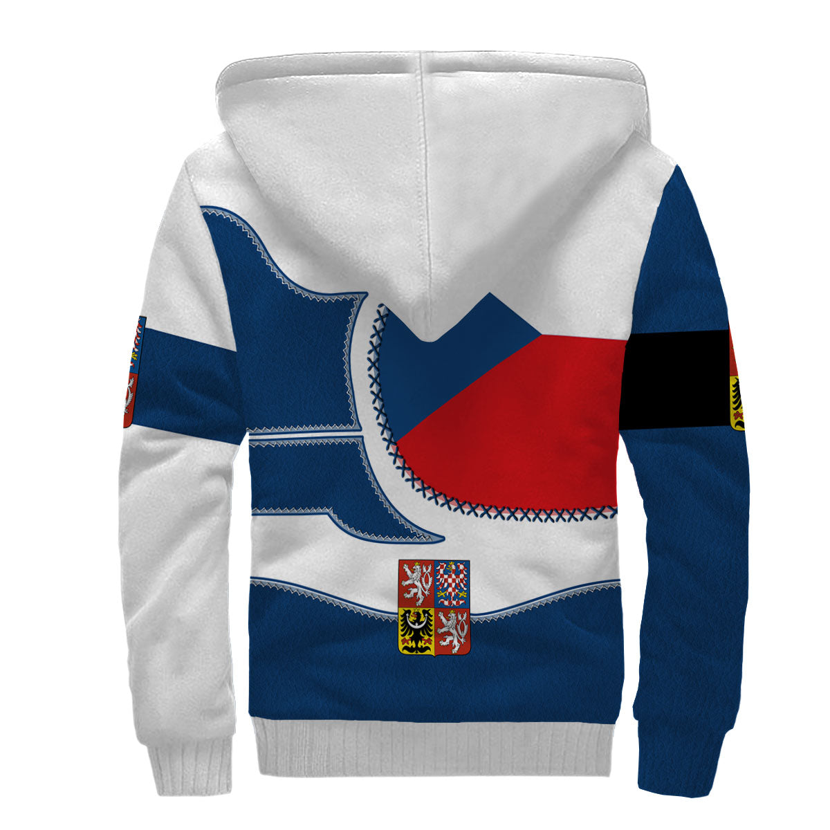 Czech Republic Sherpa Hoodie Flag & Coat Of Arms Leather Style