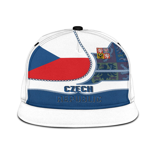 Czech Republic Snapback Hat Flag & Coat Of Arms Leather Style