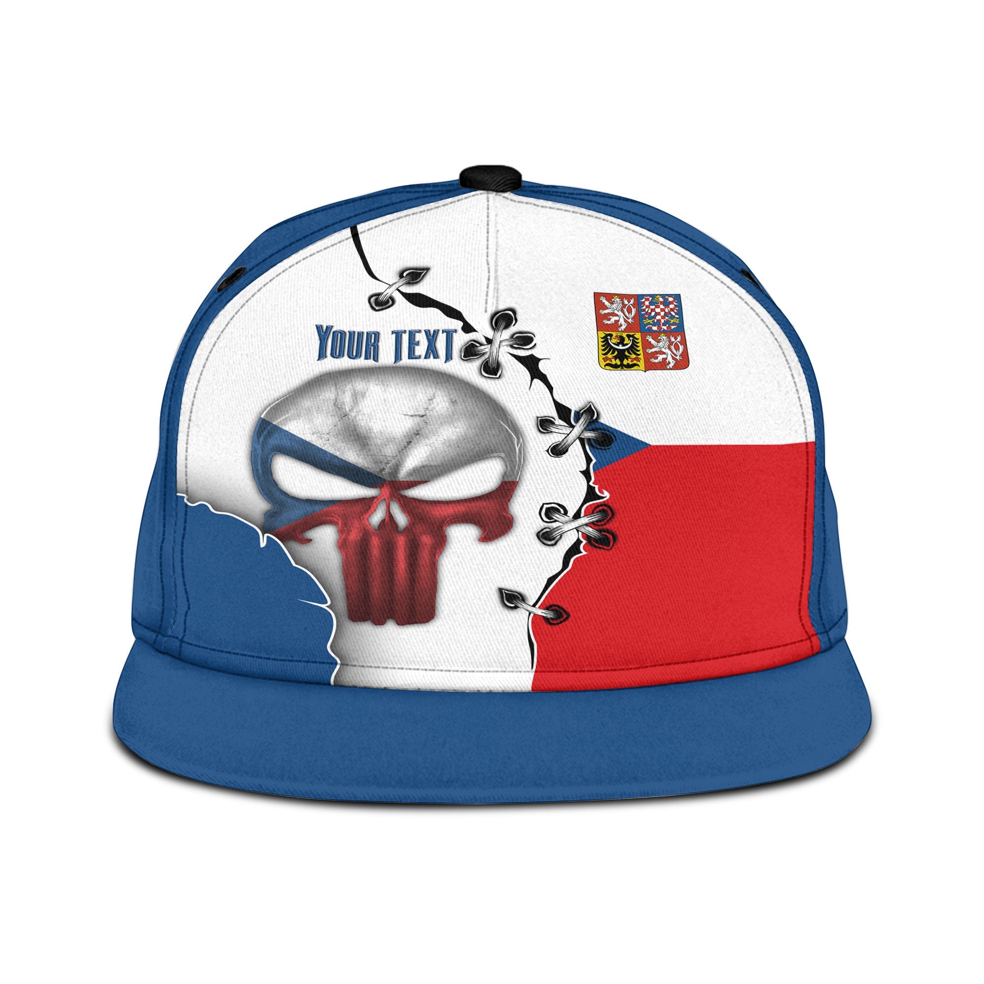 Czech Republic Snapback Hat Flag & Coat Of Arms Skull Style