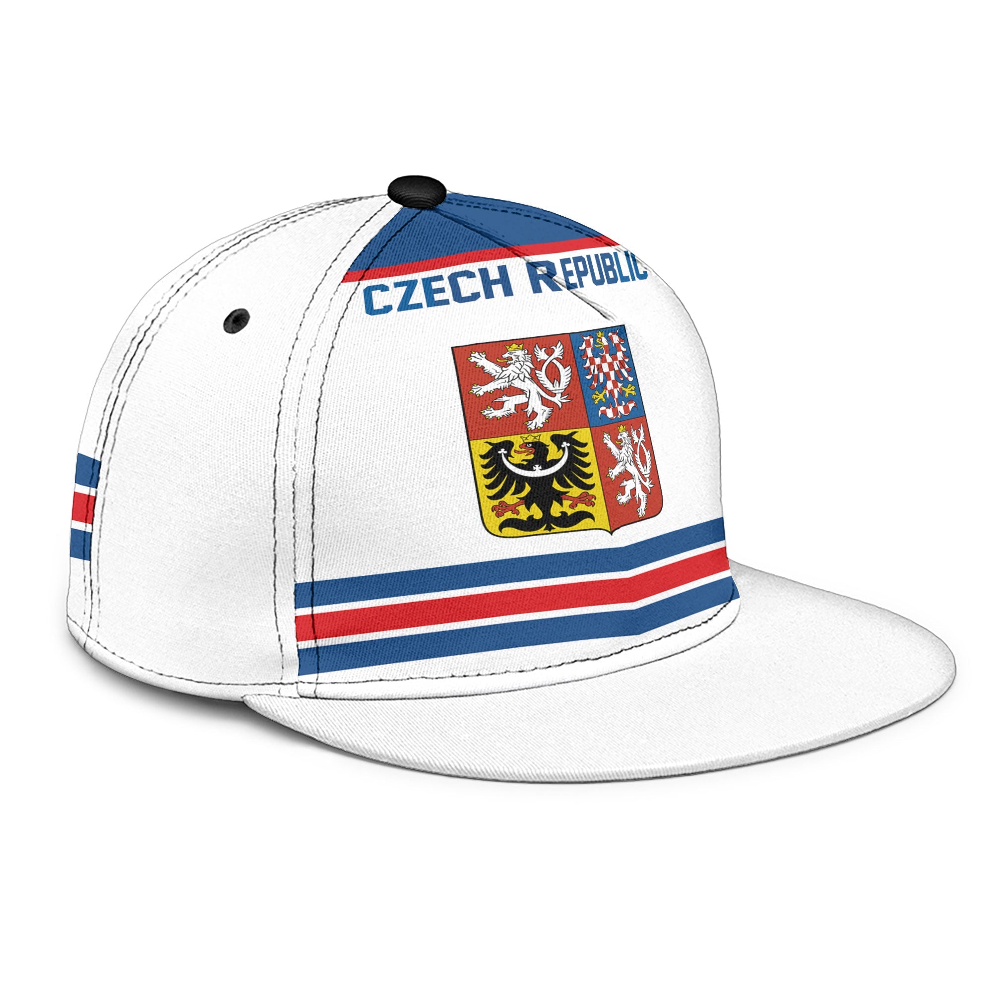 Czech Republic Snapback Hat Flag & Coat Of Arms Hockey Style