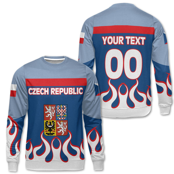 Czech Republic Sweatshirt Flag & Coat Of Arms Fire Hockey Style