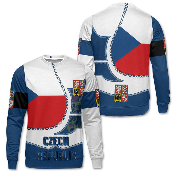 Czech Republic Sweatshirt Flag & Coat Of Arms Leather Style