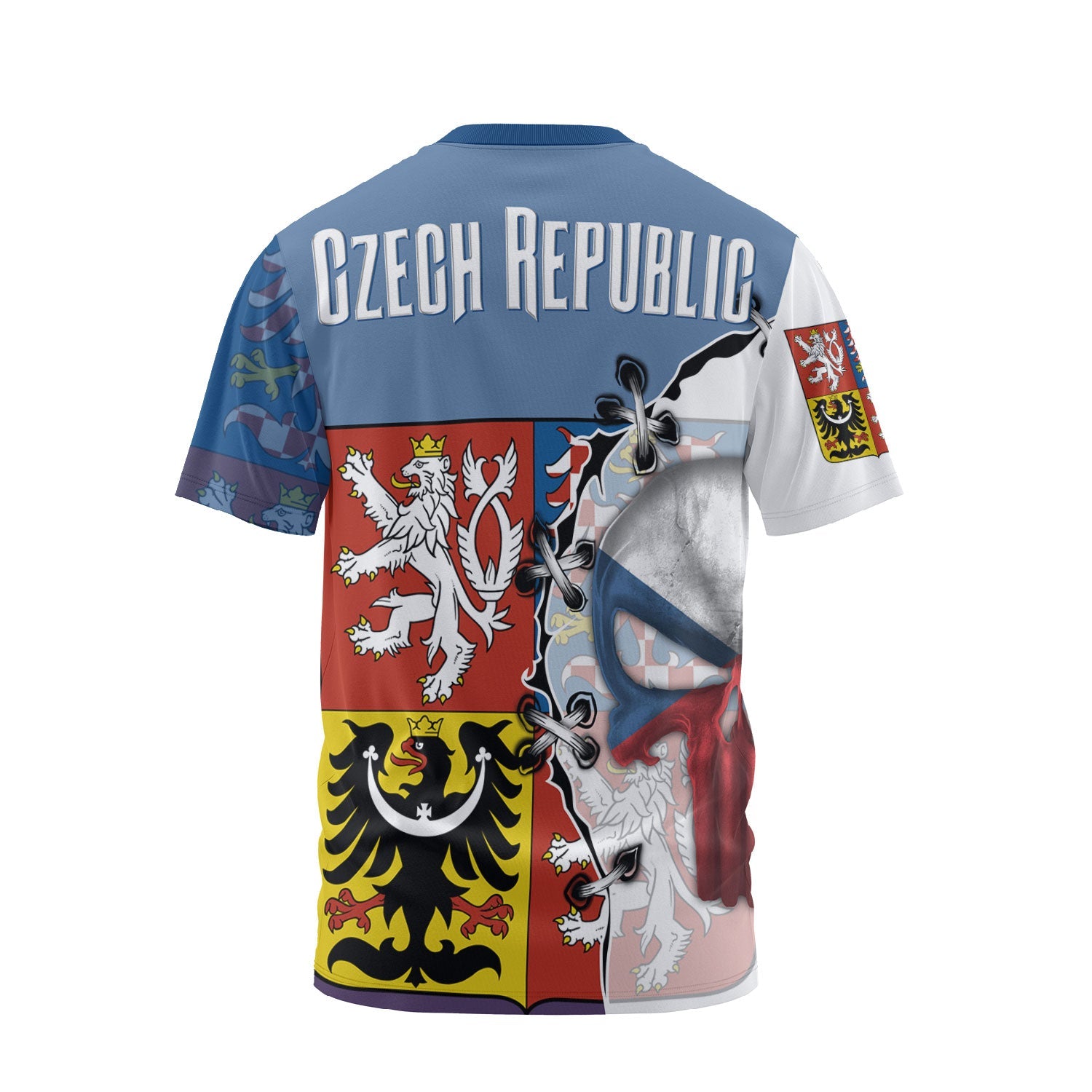 Czech Republic T Shirt Flag & Coat Of Arms Skull Style