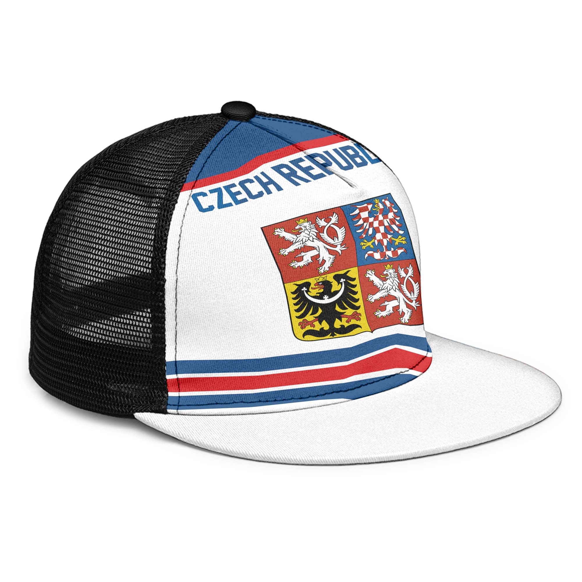 Czech Republic Trucker Hat Flag & Coat Of Arms Hockey Style