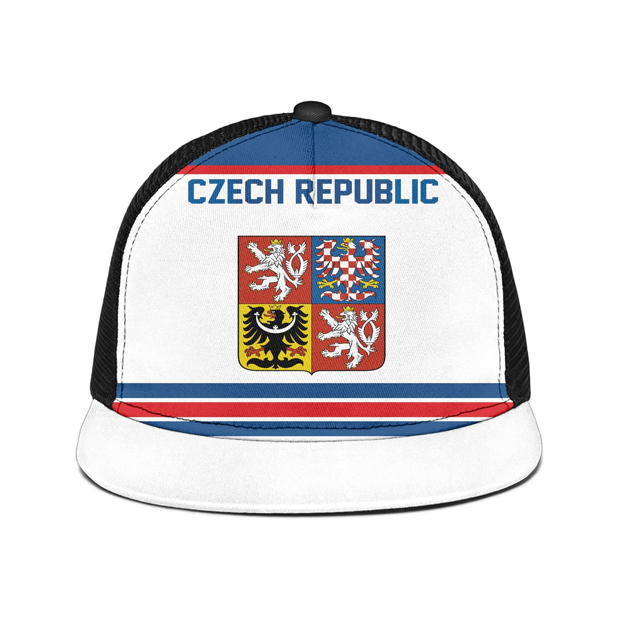 Czech Republic Trucker Hat Flag & Coat Of Arms Hockey Style