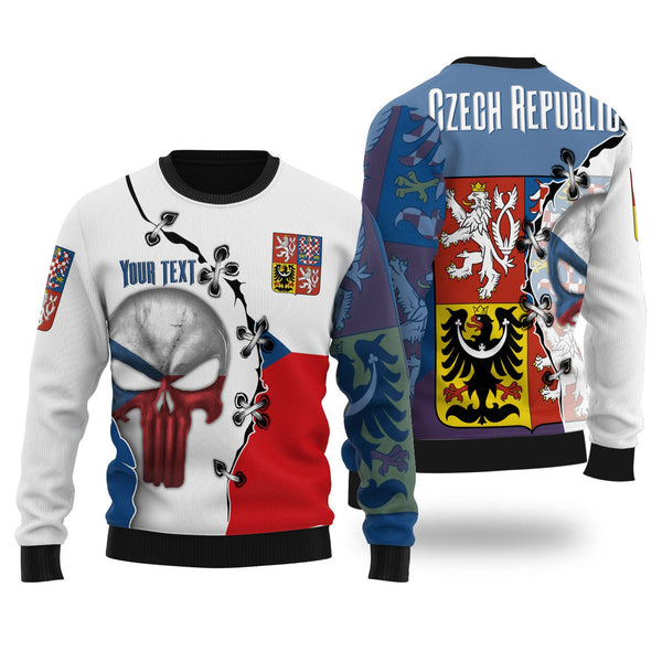 Czech Republic Ugly Sweater Flag & Coat Of Arms Skull Style