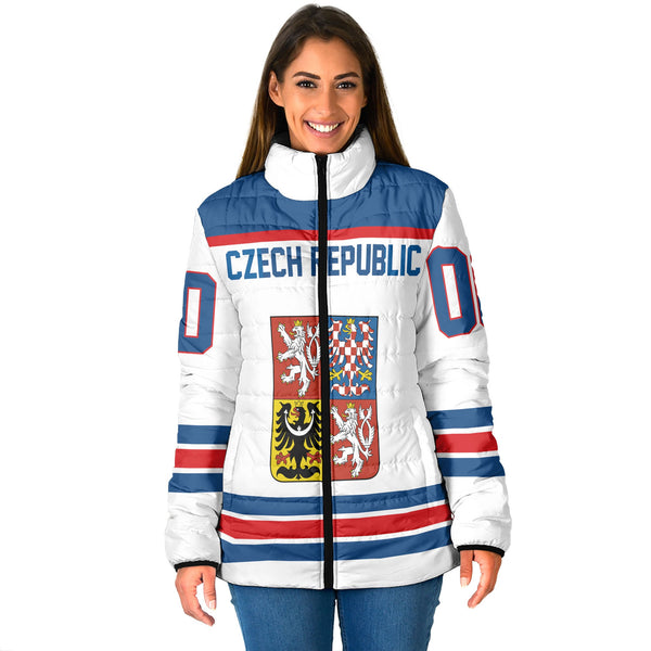 Czech Republic Women Padded Jacket Flag & Coat Of Arms Hockey Style