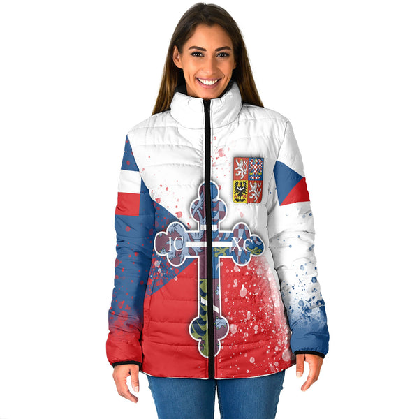 Czech Republic Women Padded Jacket Flag & Coat Of Arms Orthodox Style