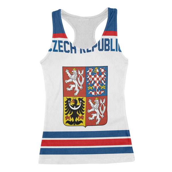 Czech Republic Women Tank Top Flag & Coat Of Arms Hockey Style