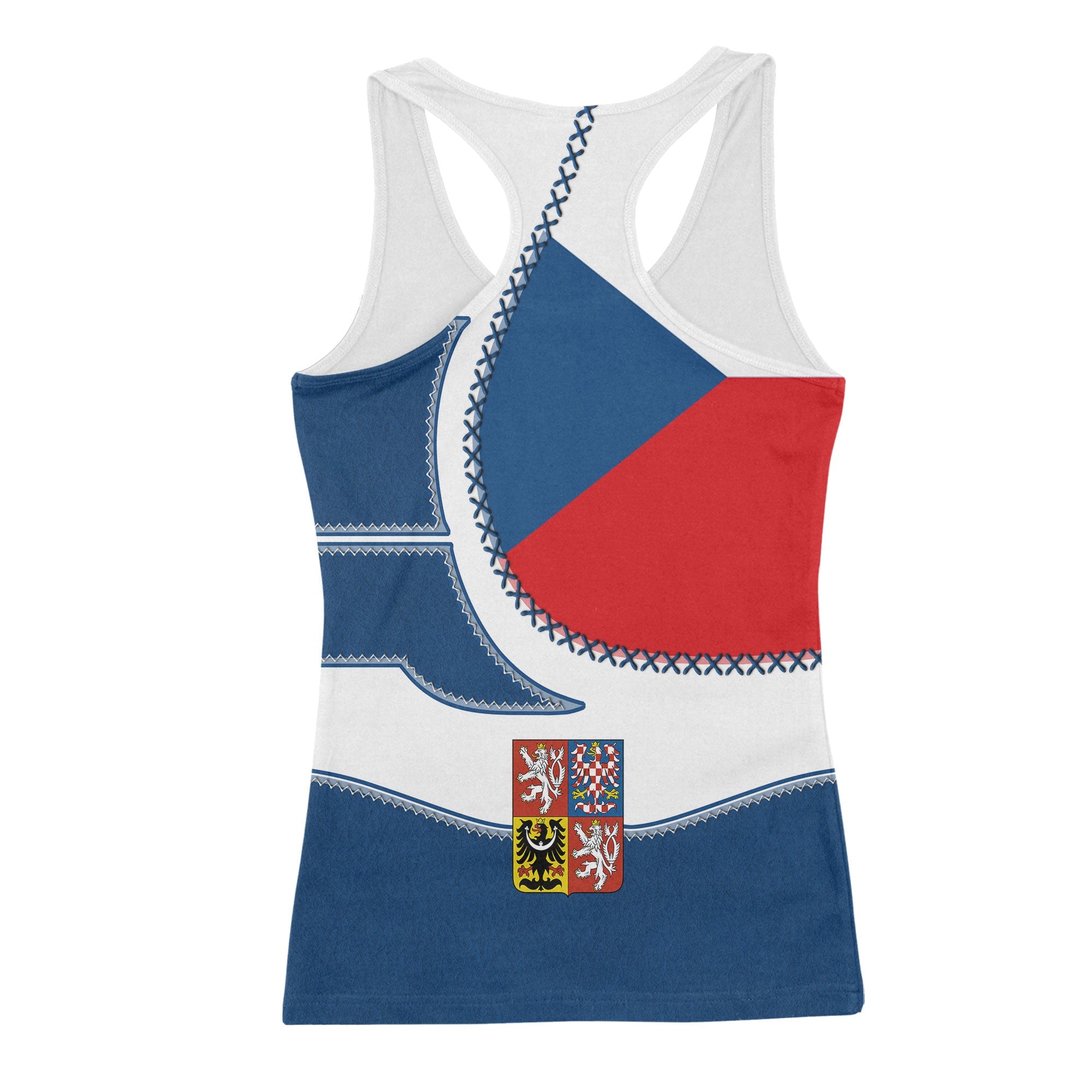 Czech Republic Women Tank Top Flag & Coat Of Arms Leather Style