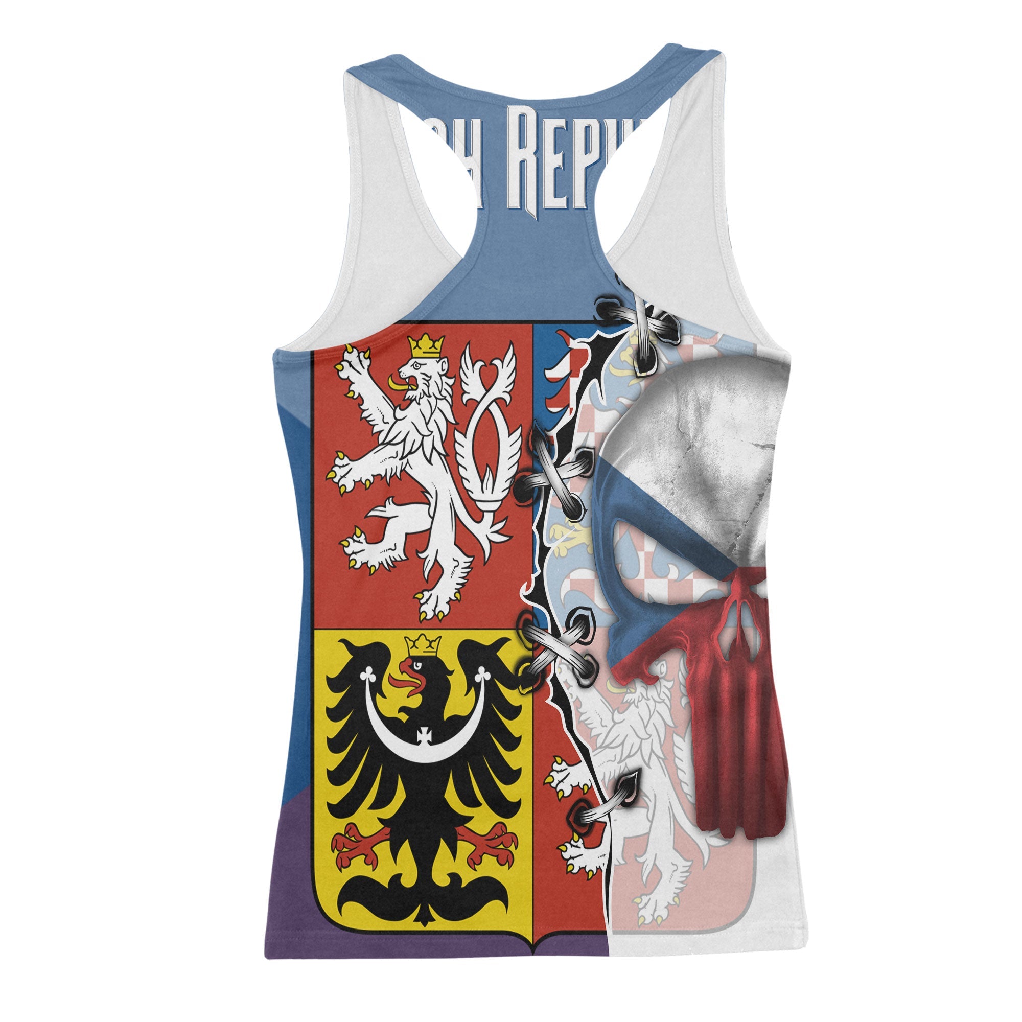 Czech Republic Women Tank Top Flag & Coat Of Arms Skull Style