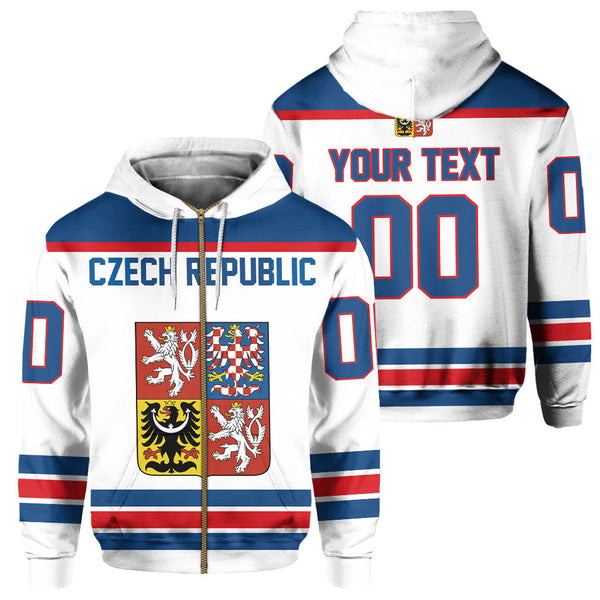 Czech Republic Zip Hoodie Flag & Coat Of Arms Hockey Style