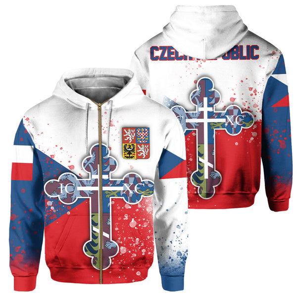 Czech Republic Zip Hoodie Flag & Coat Of Arms Orthodox Style