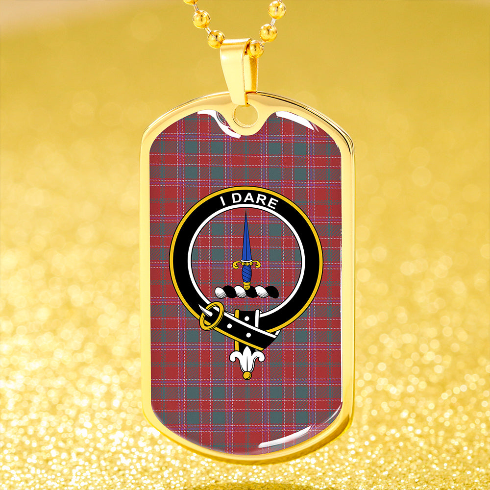Dalziel Weathered Clan Badge Classic Tartan Dog Tag Necklace