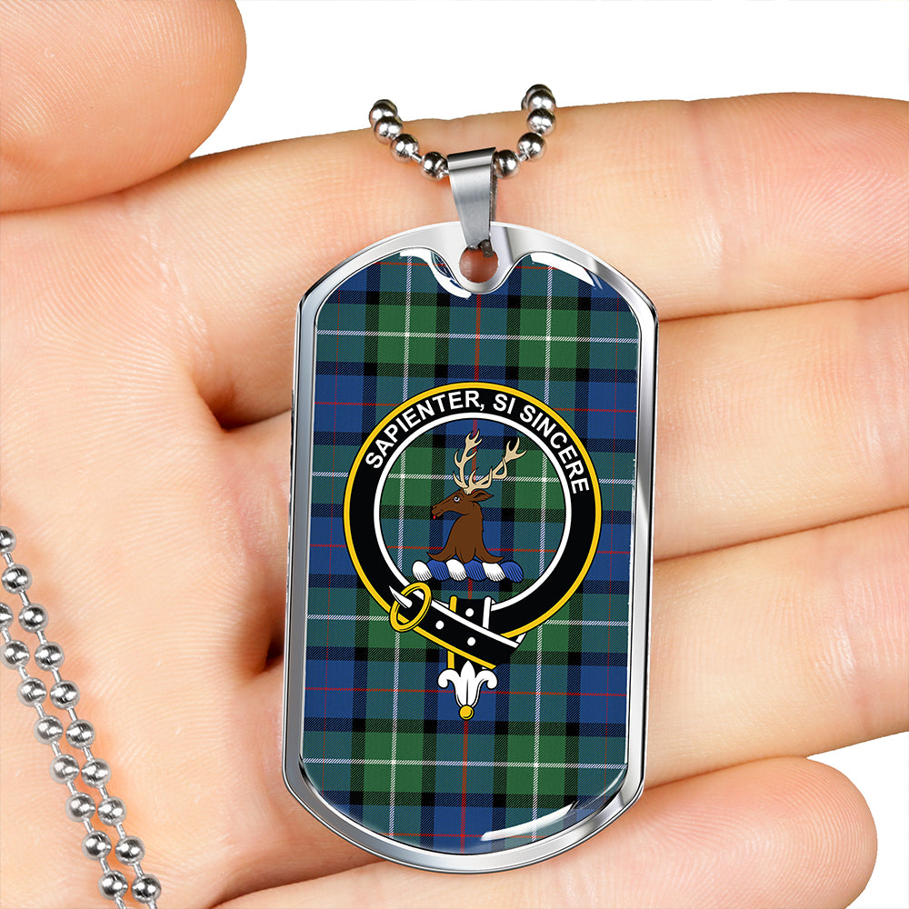 Davidson Modern Clan Badge Classic Tartan Dog Tag Necklace