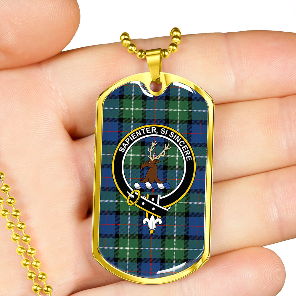 Davidson Modern Clan Badge Classic Tartan Dog Tag Necklace