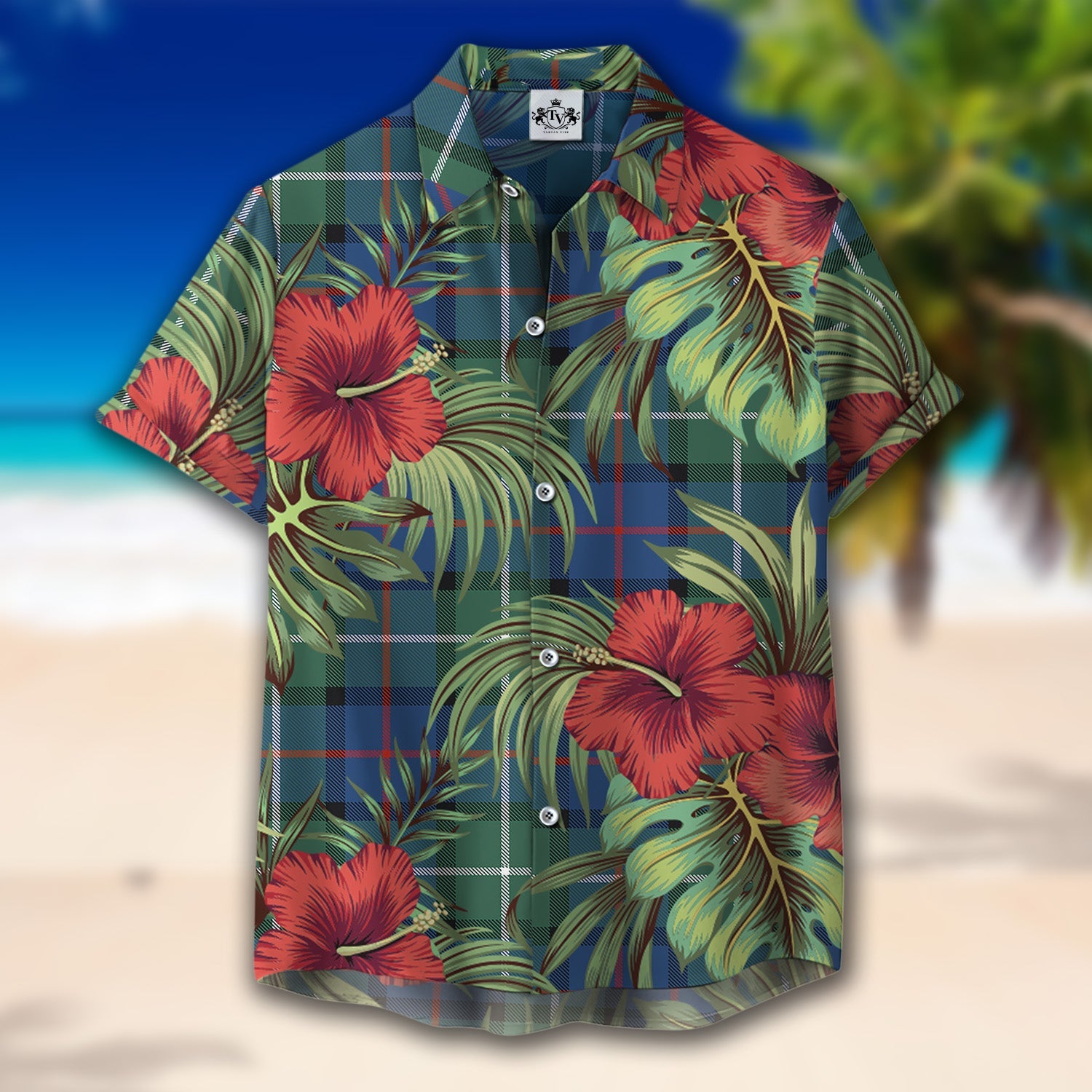 Scottish Tartan Davidson of Tulloch 01 Clan Hawaiian Shirt Hibiscus - Tropical Garden Style