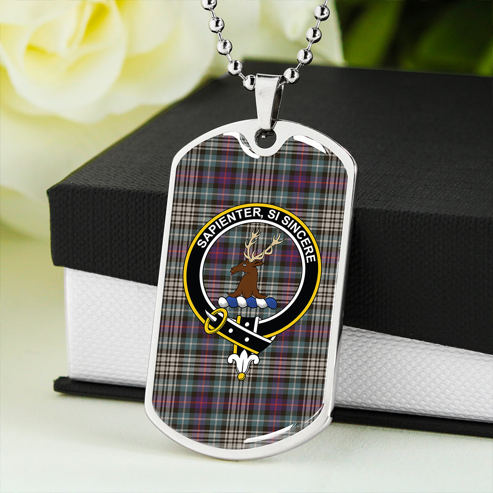 Davidson of Tulloch Dress Weathered Clan Badge Classic Tartan Dog Tag Necklace