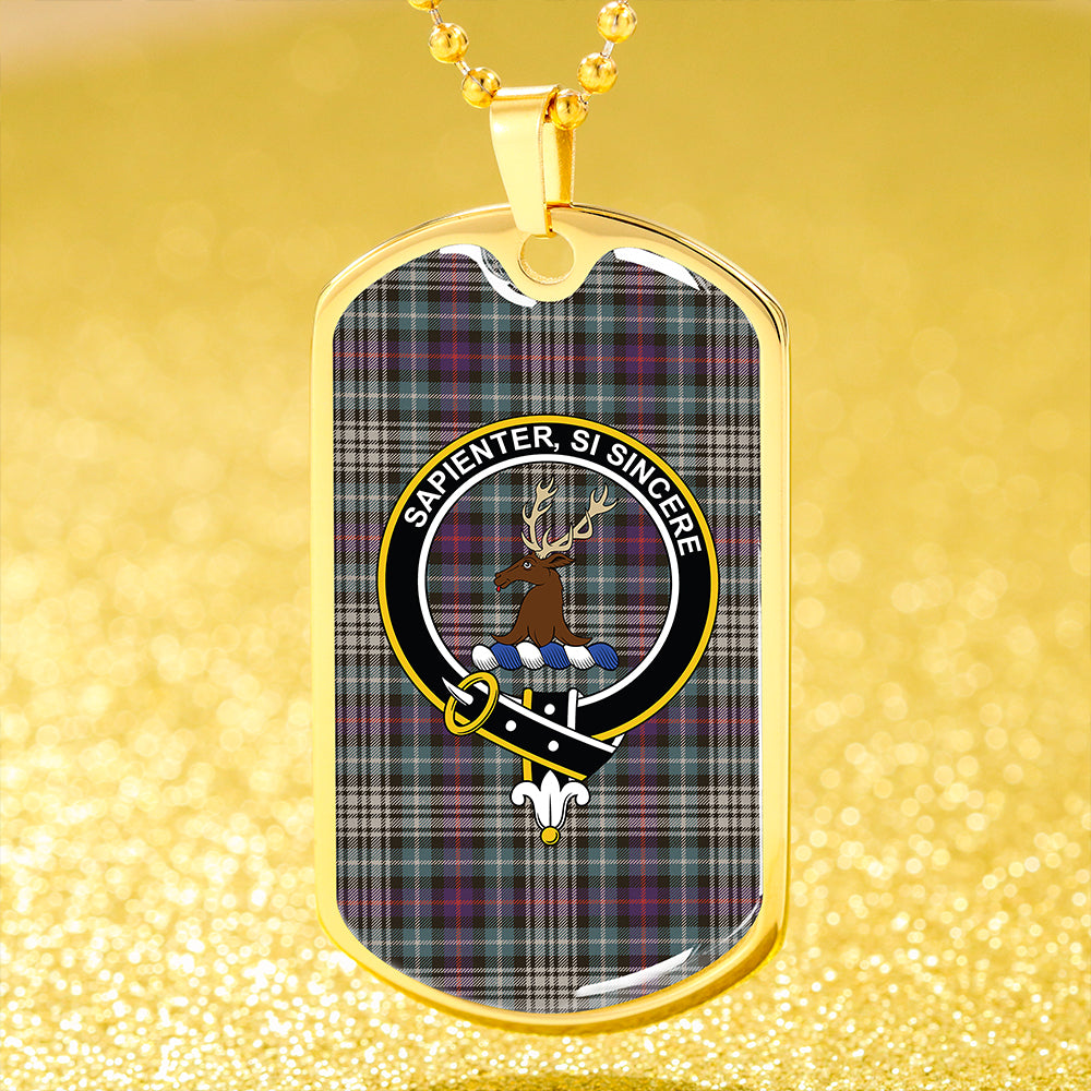 Davidson of Tulloch Dress Weathered Clan Badge Classic Tartan Dog Tag Necklace