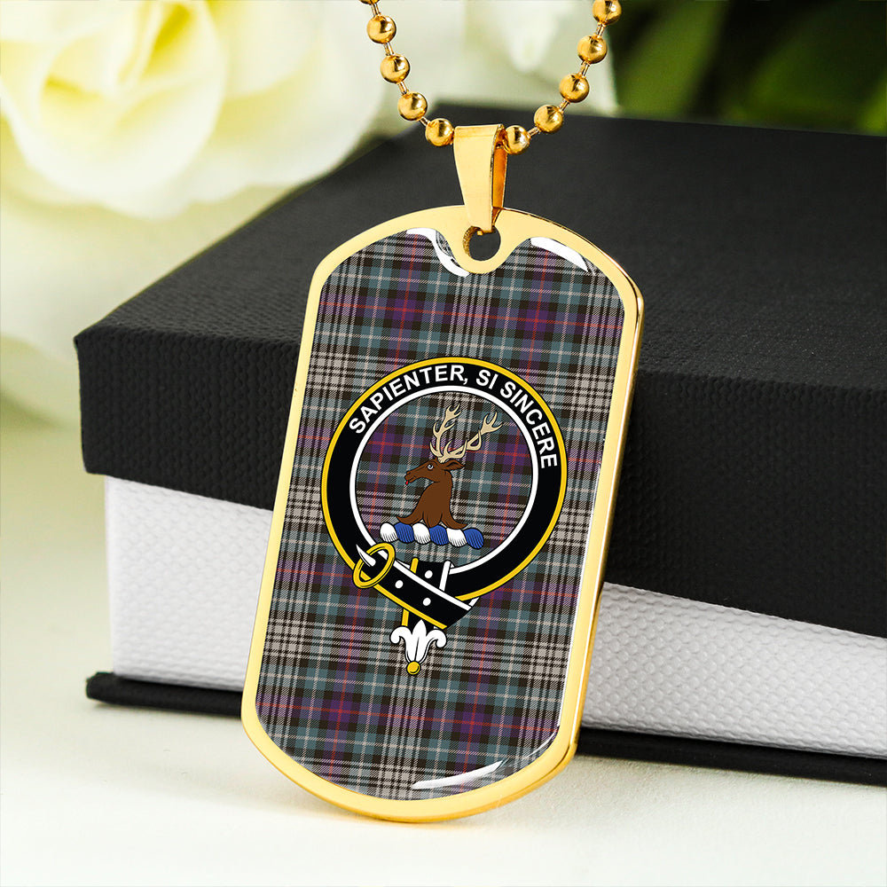 Davidson of Tulloch Dress Weathered Clan Badge Classic Tartan Dog Tag Necklace