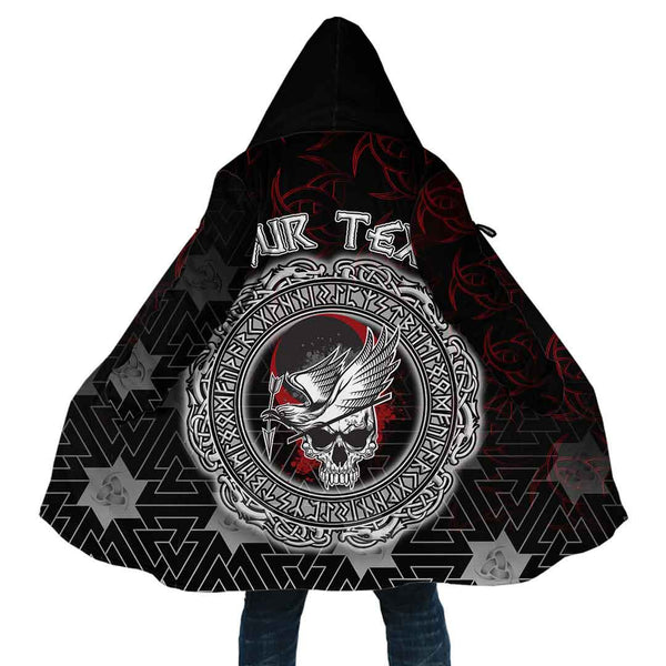 Custom Viking Hooded Coat Dead Skull With Crow Special Style