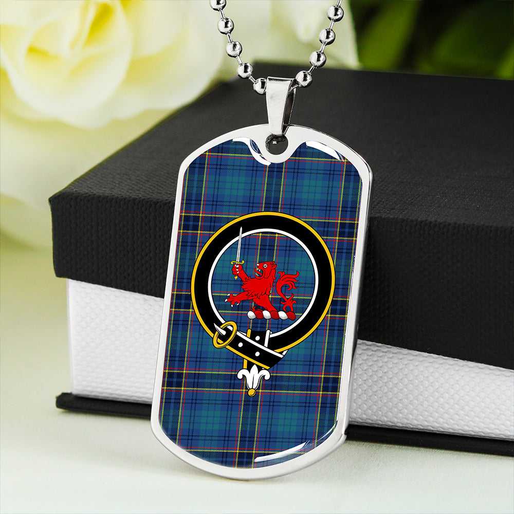 Dempster Modern Clan Badge Classic Tartan Dog Tag Necklace