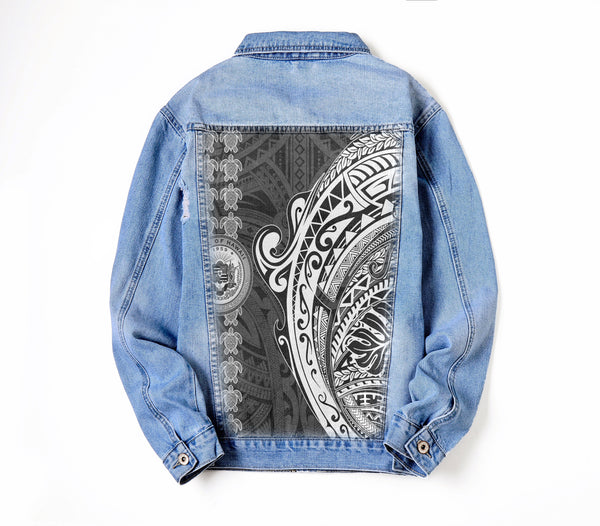 Hawaii Seal Polynesian Turtle Line Denim Jacket